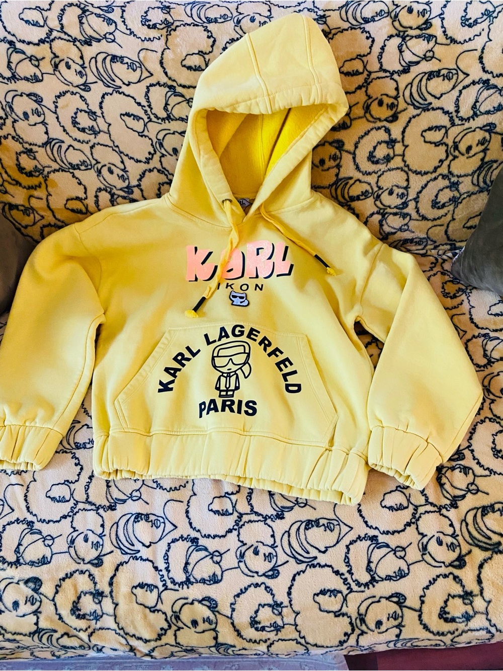 Karl Lagerfeld  Yellow Pullover Hoodie with Logo